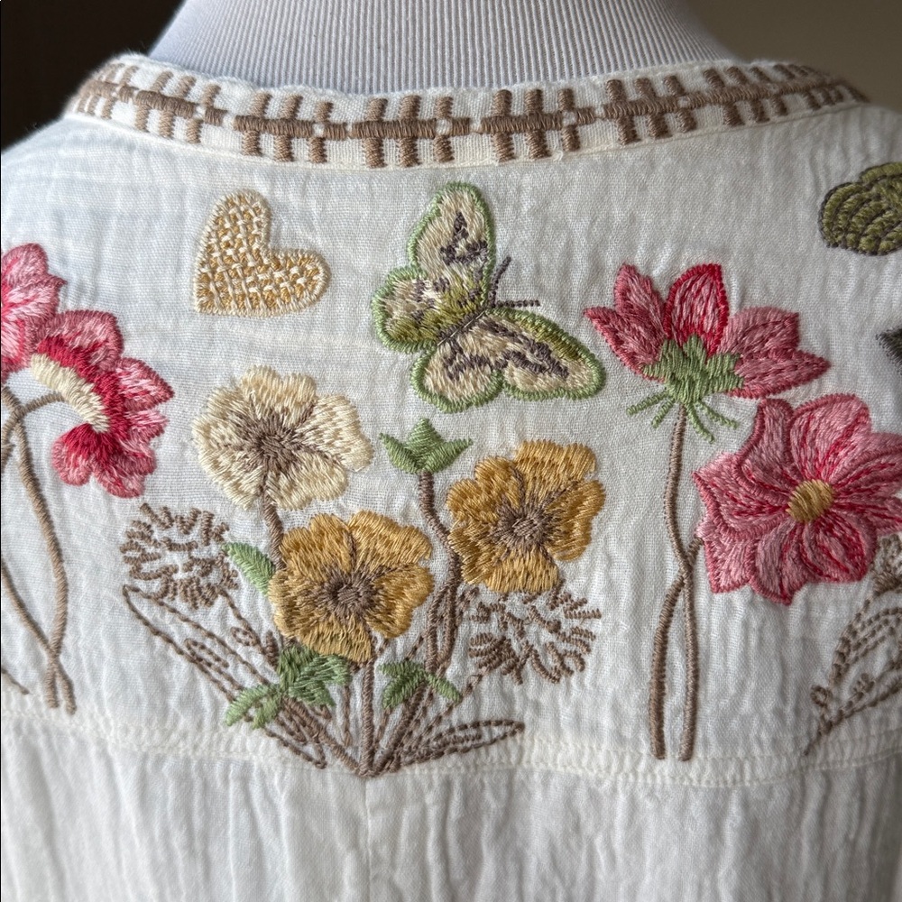 BIYA Johnny Was Annalise Embroidered Gauzy Dress - Picture 12 of 16